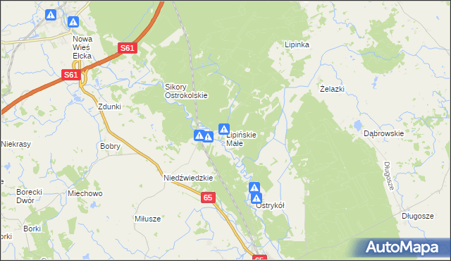 mapa Lipińskie Małe, Lipińskie Małe na mapie Targeo