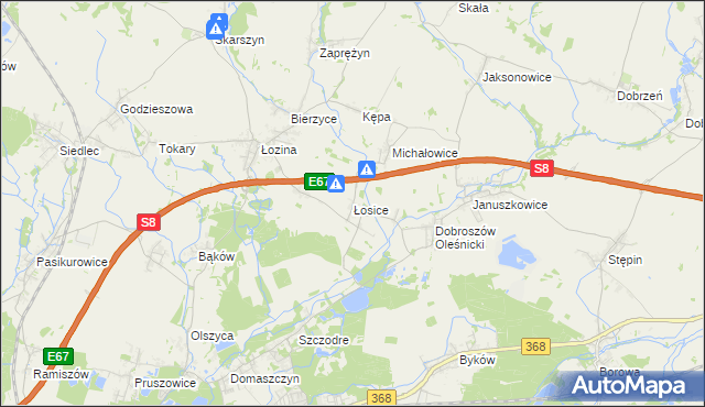 mapa Łosice gmina Długołęka, Łosice gmina Długołęka na mapie Targeo