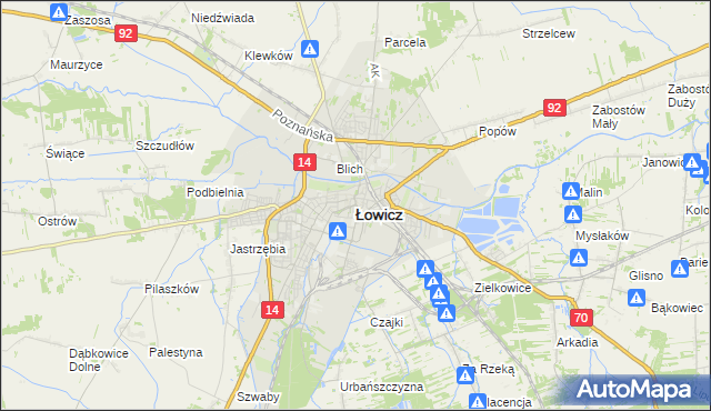 mapa Łowicza, Łowicz na mapie Targeo