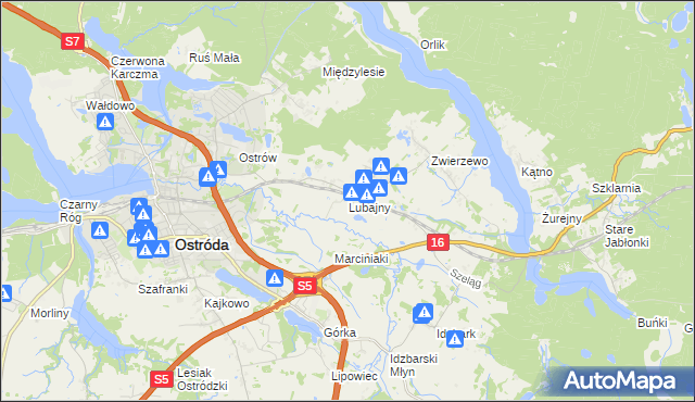 mapa Lubajny, Lubajny na mapie Targeo