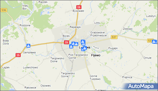 mapa Lubawa, Lubawa na mapie Targeo