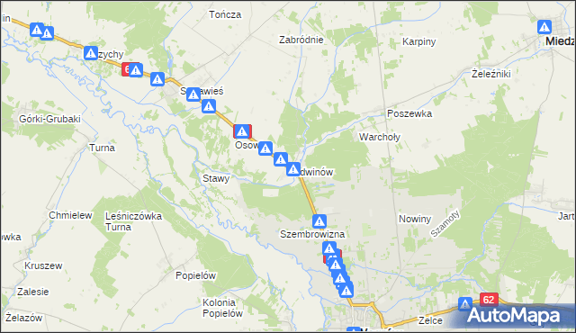 mapa Ludwinów gmina Liw, Ludwinów gmina Liw na mapie Targeo