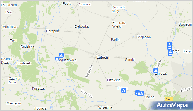 mapa Lutocin, Lutocin na mapie Targeo