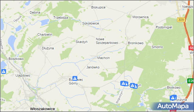 mapa Machcin gmina Śmigiel, Machcin gmina Śmigiel na mapie Targeo