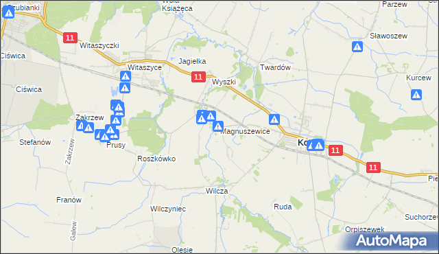 mapa Magnuszewice, Magnuszewice na mapie Targeo