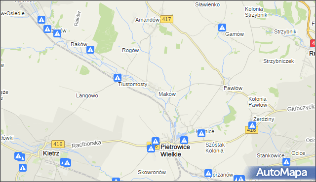 mapa Maków gmina Pietrowice Wielkie, Maków gmina Pietrowice Wielkie na mapie Targeo