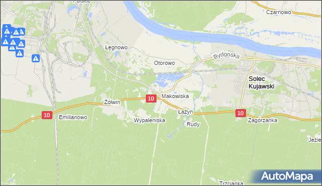 mapa Makowiska gmina Solec Kujawski, Makowiska gmina Solec Kujawski na mapie Targeo