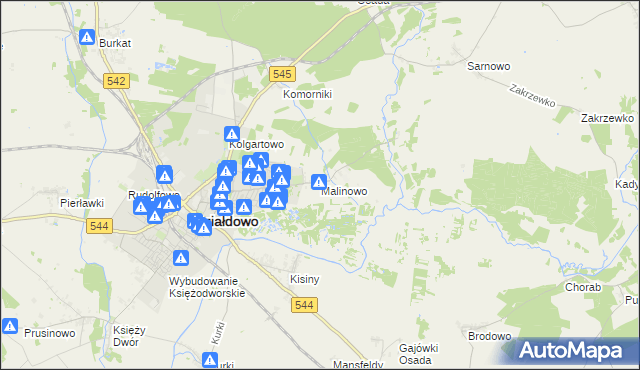mapa Malinowo gmina Działdowo, Malinowo gmina Działdowo na mapie Targeo