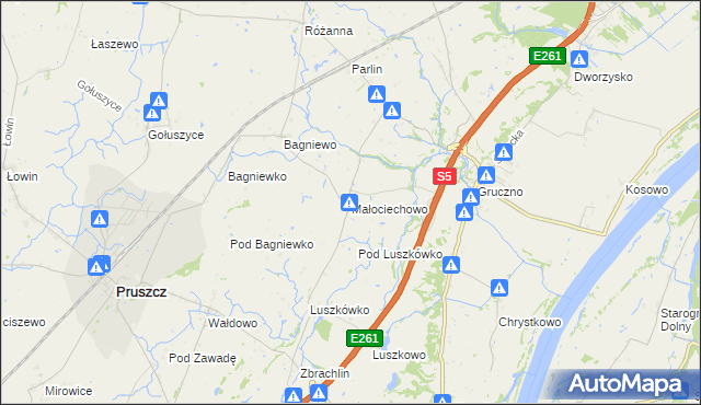 mapa Małociechowo, Małociechowo na mapie Targeo