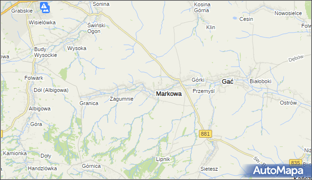 mapa Markowa, Markowa na mapie Targeo