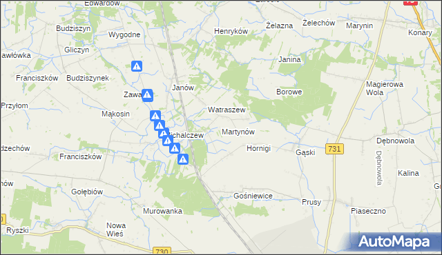 mapa Martynów gmina Chynów, Martynów gmina Chynów na mapie Targeo