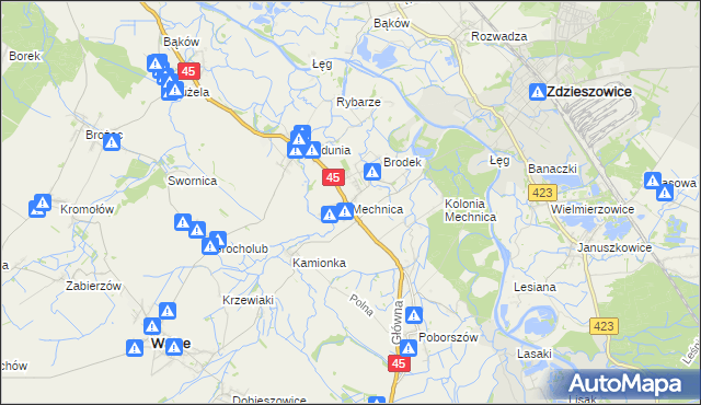 mapa Mechnica, Mechnica na mapie Targeo