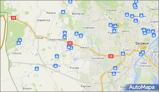 mapa Mierzyn gmina Dobra (Szczecińska), Mierzyn gmina Dobra (Szczecińska) na mapie Targeo