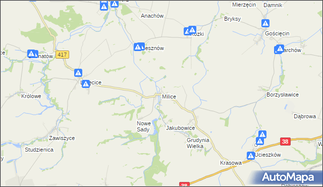mapa Milice gmina Pawłowiczki, Milice gmina Pawłowiczki na mapie Targeo