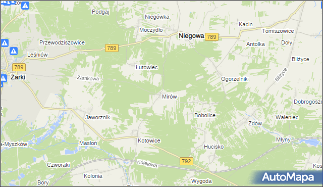 mapa Mirów gmina Niegowa, Mirów gmina Niegowa na mapie Targeo