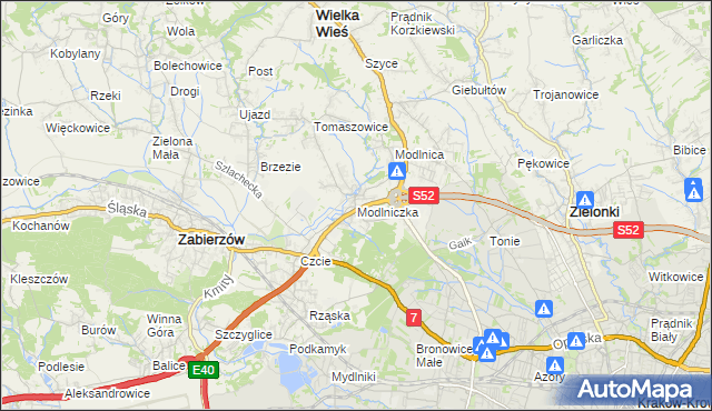 mapa Modlniczka, Modlniczka na mapie Targeo