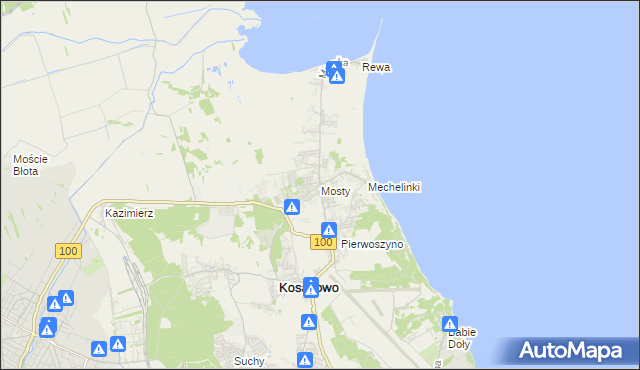 mapa Mosty gmina Kosakowo, Mosty gmina Kosakowo na mapie Targeo