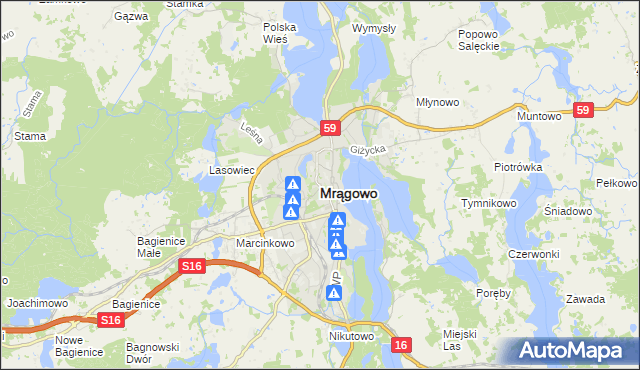 mapa Mrągowo, Mrągowo na mapie Targeo