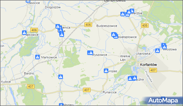 mapa Myszowice, Myszowice na mapie Targeo