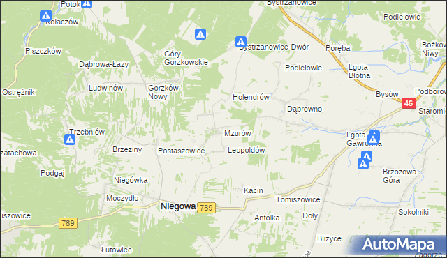 mapa Mzurów, Mzurów na mapie Targeo