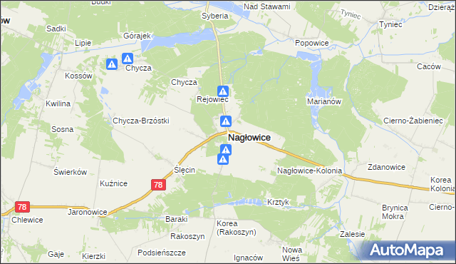 mapa Nagłowice, Nagłowice na mapie Targeo