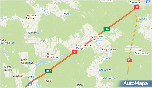 mapa Nagoszewka Druga, Nagoszewka Druga na mapie Targeo