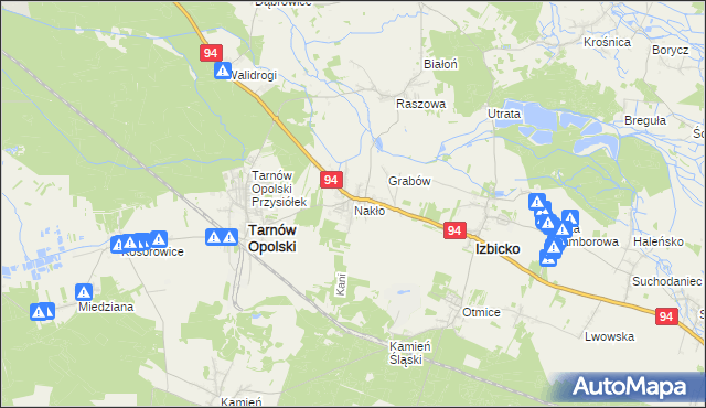 mapa Nakło gmina Tarnów Opolski, Nakło gmina Tarnów Opolski na mapie Targeo