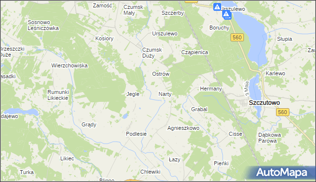 mapa Narty gmina Rogowo, Narty gmina Rogowo na mapie Targeo