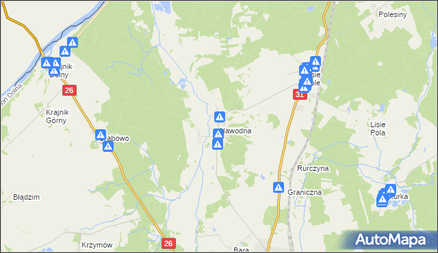 mapa Nawodna, Nawodna na mapie Targeo
