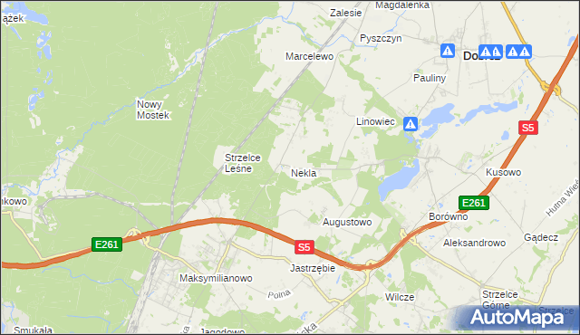 mapa Nekla gmina Dobrcz, Nekla gmina Dobrcz na mapie Targeo