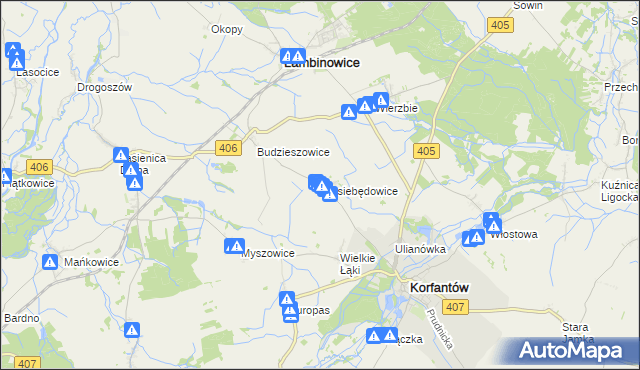 mapa Niesiebędowice, Niesiebędowice na mapie Targeo