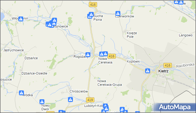 mapa Nowa Cerekwia, Nowa Cerekwia na mapie Targeo