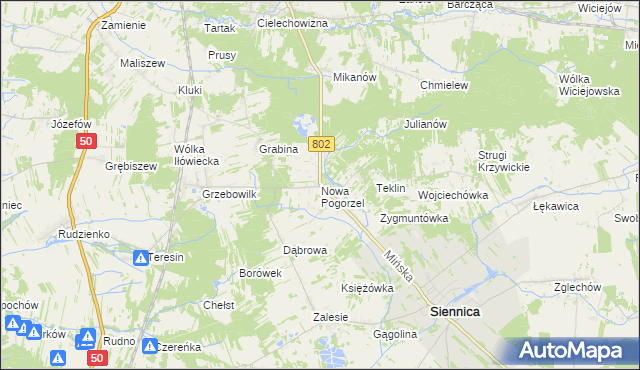 mapa Nowa Pogorzel, Nowa Pogorzel na mapie Targeo