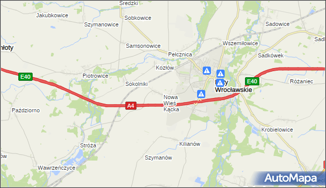 mapa Nowa Wieś Kącka, Nowa Wieś Kącka na mapie Targeo