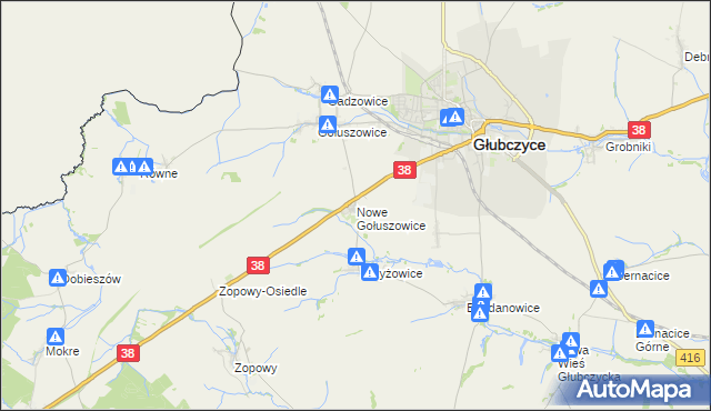mapa Nowe Gołuszowice, Nowe Gołuszowice na mapie Targeo