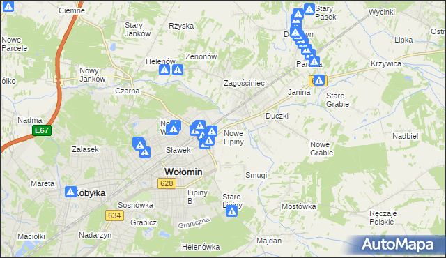 mapa Nowe Lipiny, Nowe Lipiny na mapie Targeo