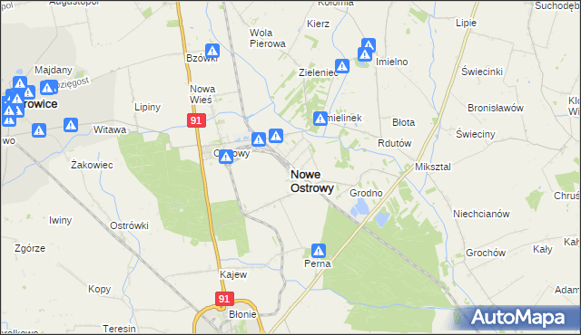 mapa Nowe Ostrowy, Nowe Ostrowy na mapie Targeo