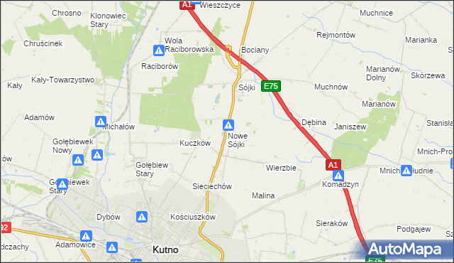 mapa Nowe Sójki, Nowe Sójki na mapie Targeo