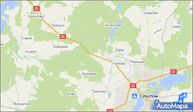 mapa Nowosiółki gmina Człuchów, Nowosiółki gmina Człuchów na mapie Targeo