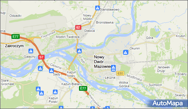 mapa Nowy Dwór Mazowiecki, Nowy Dwór Mazowiecki na mapie Targeo