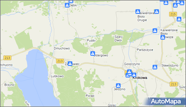 mapa Odargowo gmina Krokowa, Odargowo gmina Krokowa na mapie Targeo