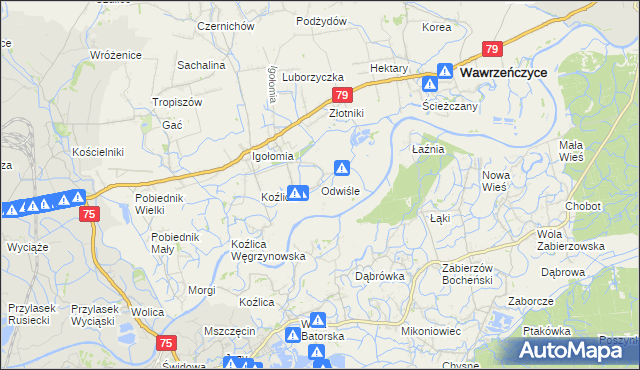 mapa Odwiśle, Odwiśle na mapie Targeo