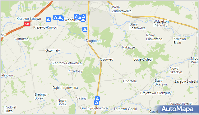 mapa Osowiec gmina Zambrów, Osowiec gmina Zambrów na mapie Targeo