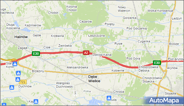 mapa Ostrów-Kania, Ostrów-Kania na mapie Targeo