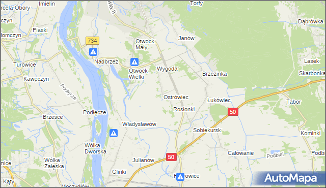 mapa Ostrówiec gmina Karczew, Ostrówiec gmina Karczew na mapie Targeo