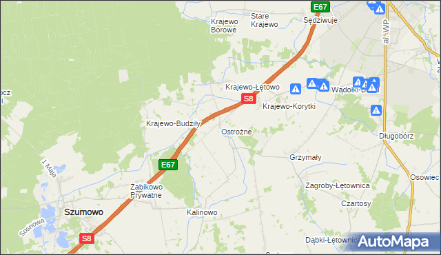 mapa Ostrożne, Ostrożne na mapie Targeo