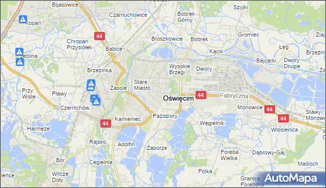 mapa Oświęcimia, Oświęcim na mapie Targeo