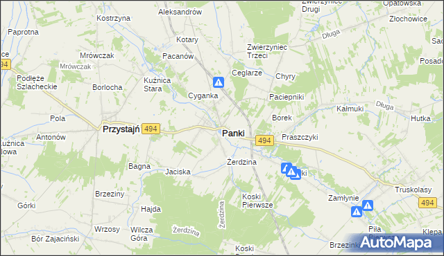 mapa Panki, Panki na mapie Targeo