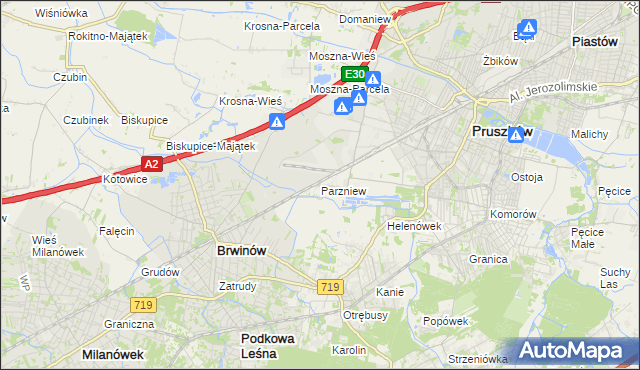 mapa Parzniew, Parzniew na mapie Targeo