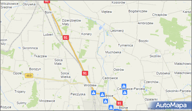 mapa Parzyce gmina Ozorków, Parzyce gmina Ozorków na mapie Targeo